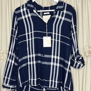 Thread & Supply Button Down Plaid Top NWT